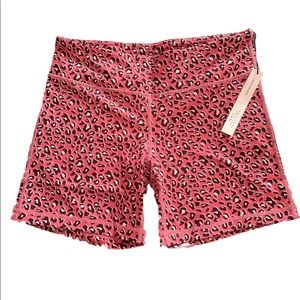 Pink Leopard Print Bike Shorts, NWT
